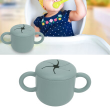 Baby Silikon Snackbecher 350ml Staubblau Tragbar Kindersicher Pack