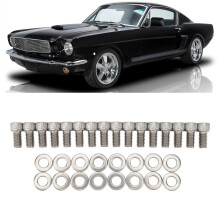 Kit di 16 bulloni in acciaio inossidabile per testa cilindri, compatibile con Ford SBF 260-351M