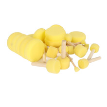 Round Sponge Paint Brush Set, Washable, 4 Sizes, Wooden Handles