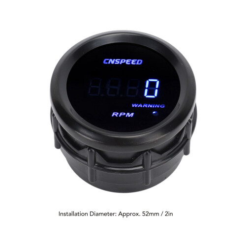 2in Car Tachometer 0-9999RPM 52mm Blue Light 12V 1