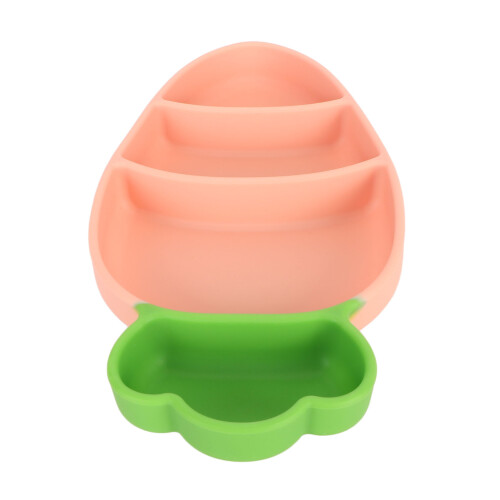 Pink Suction Baby Plate with Fork Spoon Straw
