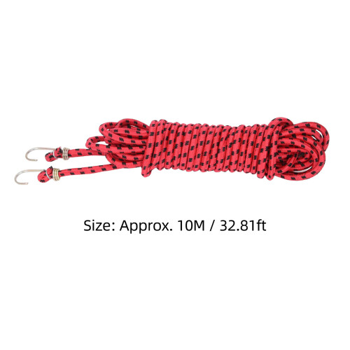D008 Corde élastique rouge robuste avec crochet de 10 m 1