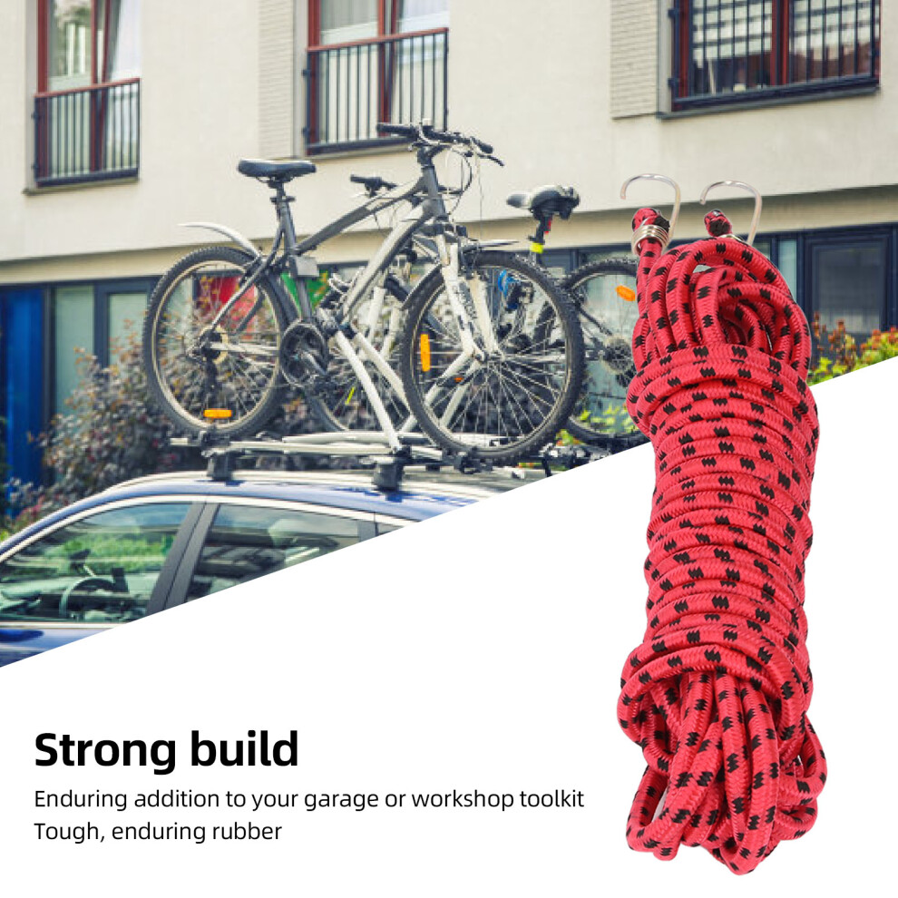 Heavy Duty Bungee Cord With Hooks 10M Red