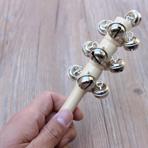 13 Jingles Wood Bell - Handle Rattle Shaker