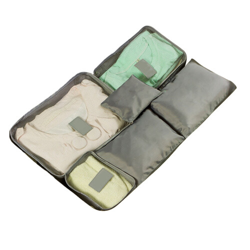 6PC Waterproof Travel Packing Cubes Set – Grey, Various Sizes 1