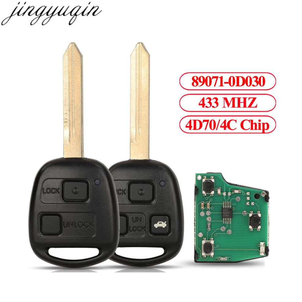 2/3 Button Remote Car Alarm Key Fob 433Mhz 4D70/4C Chip For Toyota Avensis 2003-2007 Yaris 2003-2010 89071-0D030 Toy47 6935161677003