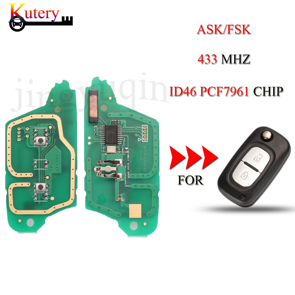 Remote Car Key Circuit Board For Renault Clio Iii Master Modus Twingo Ask/Fsk 433Mhz Id46 Pcf7961 Chip 6935161685046