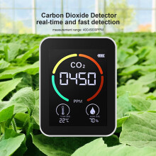 CO2 Air Detector, 400-5000 PPM, 2.8" LCD, White, Portable