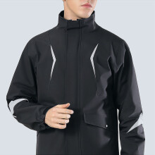 Waterproof Men's Motorcycle Raincoat Set, Detachable Hat, Reflective, XL Black