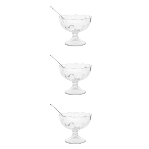 3Ensembles Bols Moderne En Transparent Pour Dessert Glace