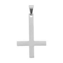 Pendentif Croix Inversée Argent Acier Inoxydable Unisexe
