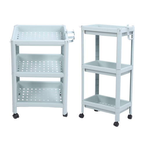 3-Tier Nordic Blue Plastic Floor Corner Shelf