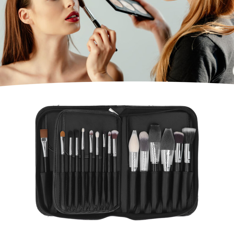 29Pcs Goat Hair Makeup Brush Set with Foldable Storage Bag, Wood Handles