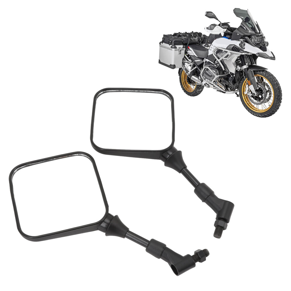 Square Rearview Mirrors For Motorcycle Atv 360 Adjustable Wide View 7631388301569