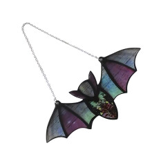 Suncatcher acrilico con pipistrello di Halloween, ornamento riflettente e colorato, 20 x 8 cm