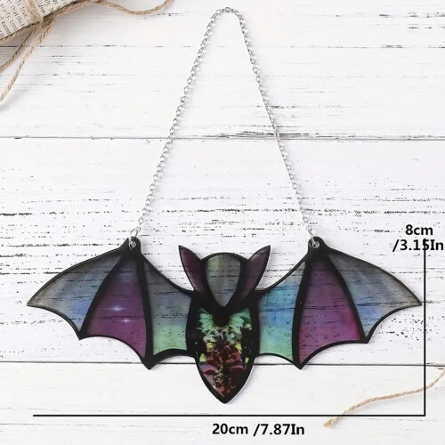Colorful Bat Window Suncatcher Acrylic 20x8cm 1