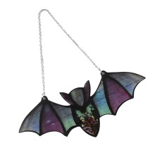 Colorful Halloween Bat Window Suncatcher 7.9x3.1in