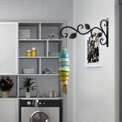 4pcs Wall-Mounted Iron Hooks Plant Holder Max 20 lbs, Black 1