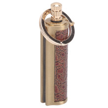 Waterproof Reusable Outdoor Flint Lighter with Keychain - Red Shell, Stainless Steel