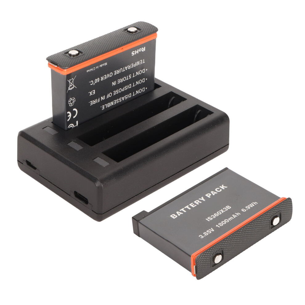 3-Slot Action Camera Battery Charger For Insta 360 X3 With 2 Rechargeable 1800Mah Batteries 3271388305309