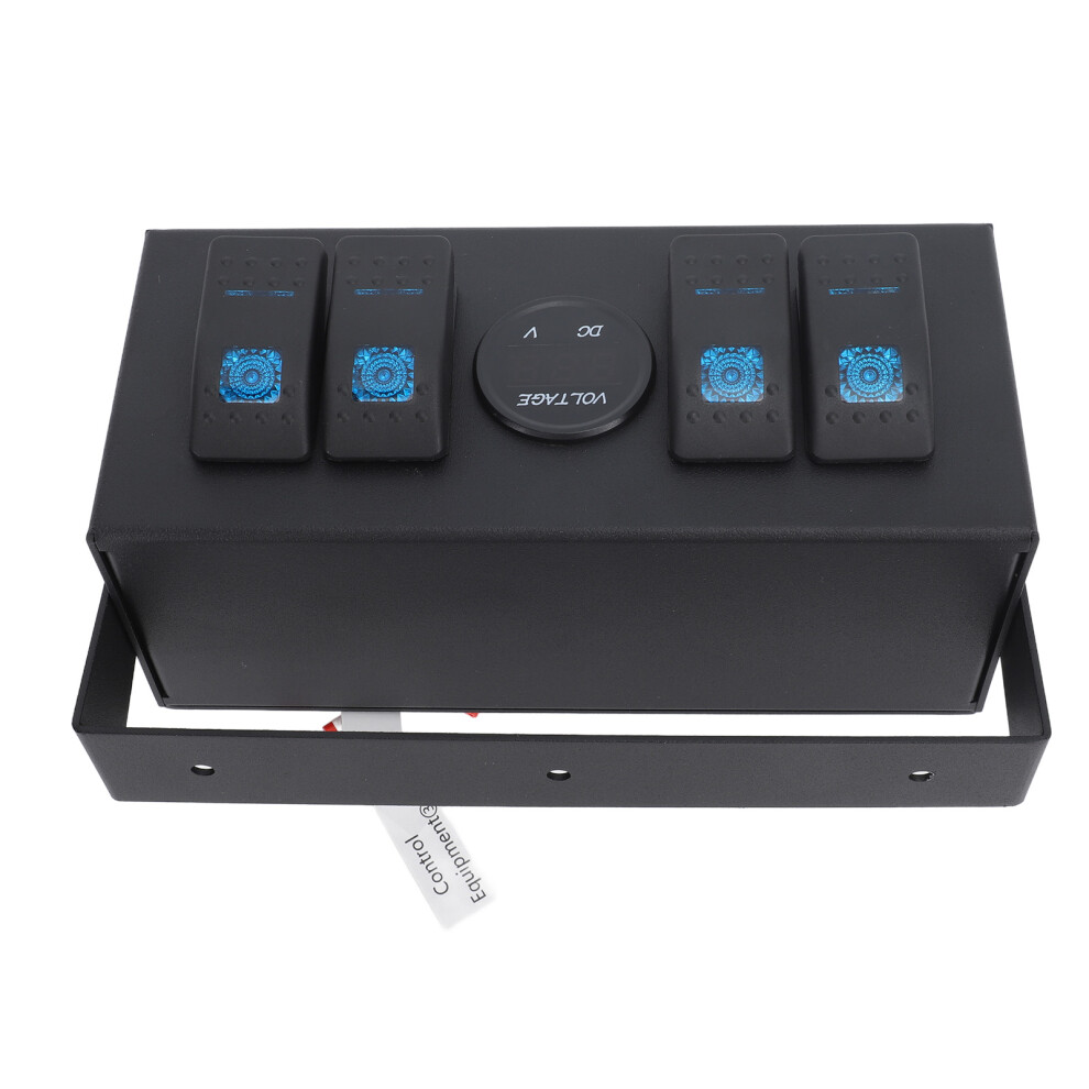 Rv Yacht Waterproof 4 Gang Rocker Switch Panel With Blue Light Voltage Display 4181388305805