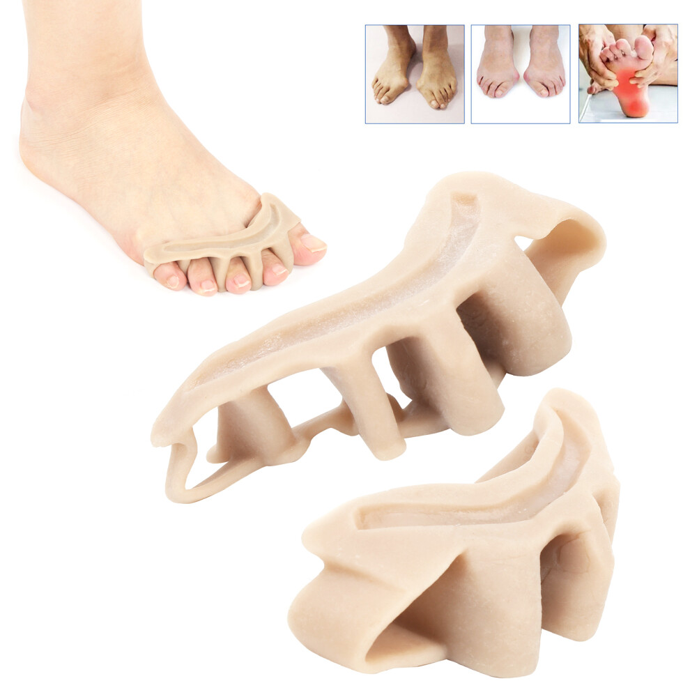 2pcs Silicone Hallux Valgus Bunion Corrector Unisex Toe Separator, Skin Color