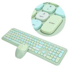 Wireless Combo 110 Keys 2.4GHz Green ABS Office Mouse Keyboard