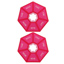 2er Set Wochenmedizindose, PP, 8,5 cm, Rot, kleiner Spender