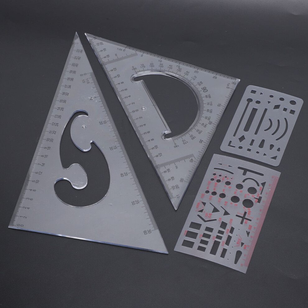 17Pcs Geometry Drawing Set Stainless Steel Rulers Compass Eraser For Students 5061388309296