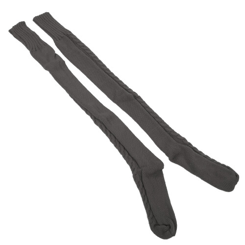 Dunkelgraue Kabelstrick-Oberschenkelstulpen, 75 cm Wärmer