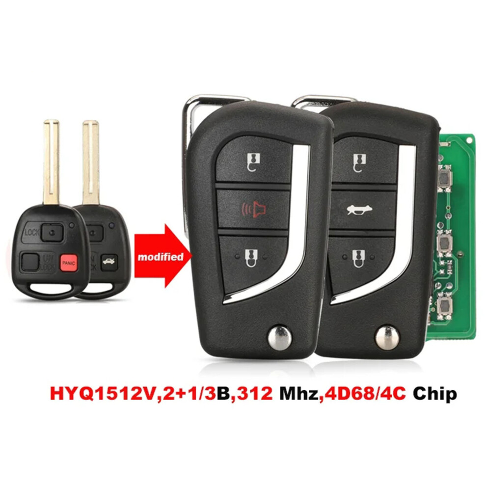 3Buttons For Lexus Es300 Fj Gx470 Hyq1512v Lx470/570 Rx300 Gs300 Is200 Car Key 312Mhz 4D68/4C Chip 6935161679335