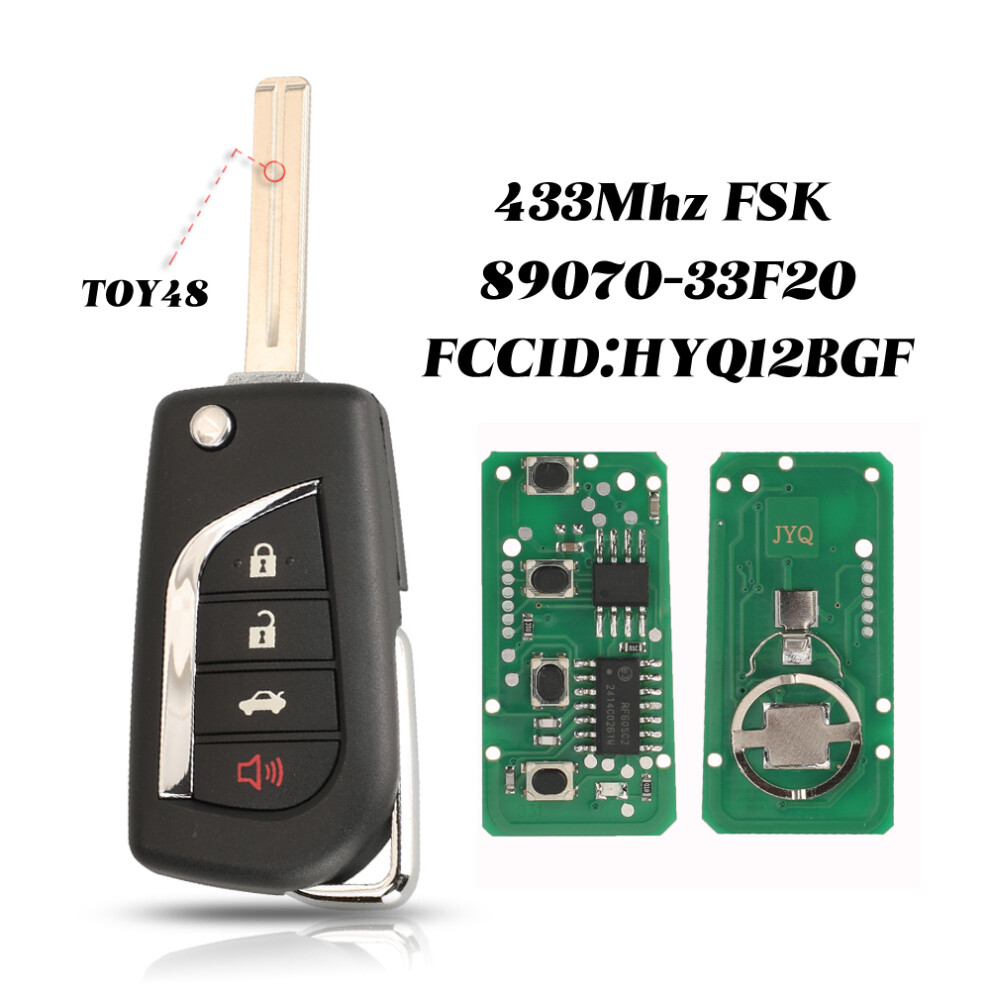 3 1 Buttons 433Mhz 8A-H Chip For Toyota Camry 2018 Flip Remote Key Fccid Hyq12bgf Ic:1551a-12Bgf 89070-33F20 6935161677621
