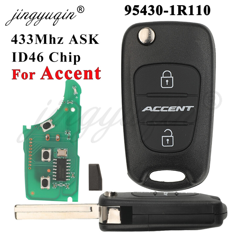 Car Remote Key 3Button For Hyundai 2010-2015 Accent Flip Folding Fob 433Mhz Ask Id46 Chip 95430-1R110 Rke-4A01 Control 6935161681369