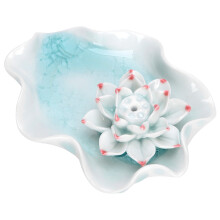 Flower Shaped Ceramic Incense Holder for Cone & Stick Home Decor White