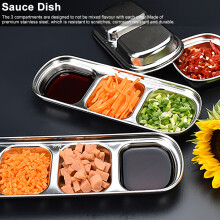 Edelstahl 3-teilige Gewürzschale, Dip- und Snackplatte für Catering