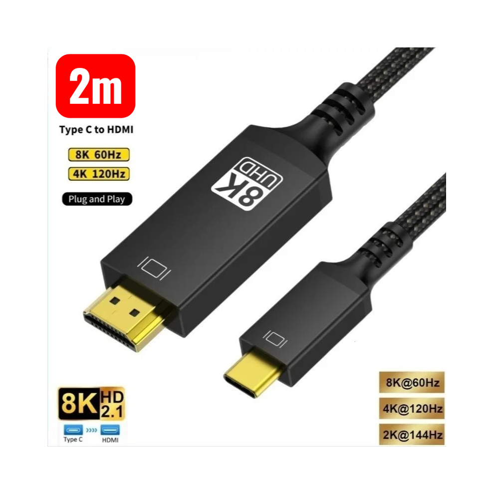 Usb-C To Hdmi 2.1 Cable 2M 8K 60Hz 4K 120Hz 48Gbps 674026158511