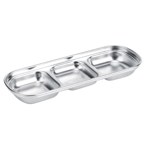 Stainless Steel Three Section Snack Dish 1