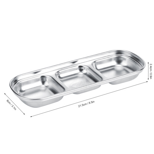 Stainless Steel Three Section Snack Dish 2