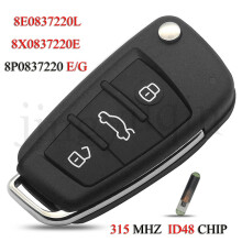 8X0837220E 8P0837220E/220G 8E0837220L Remote Smart Car Key For Audi A1 Q3 A3 A6 A8 S4 S6 TT Quattro 315MHZ ID48 Chip