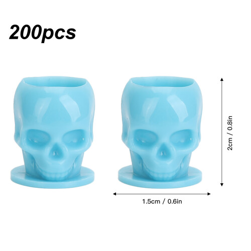 200pcs Skull Shaped Ink Cups 1.5x2cm / 0.6x0.8in 1