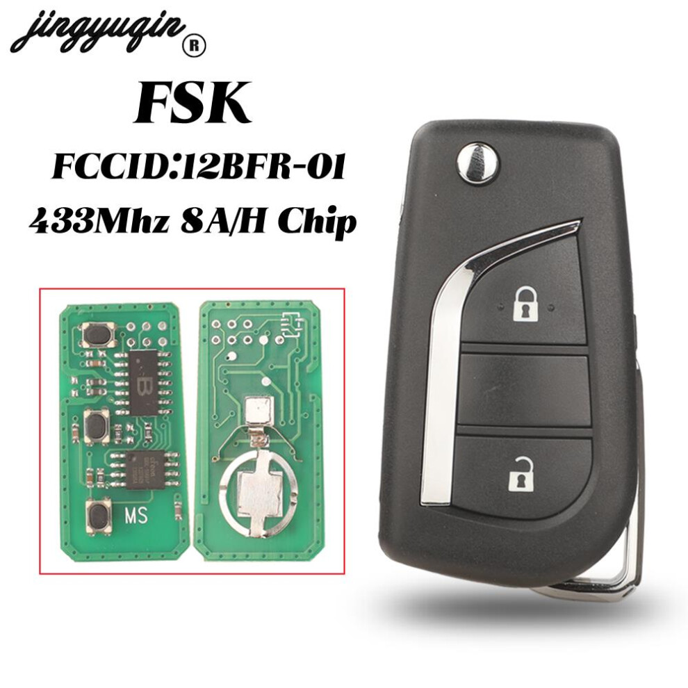 2Buttons Flip Remote Car Key Fob 433Mhz H/8A Chip For Toyota Camry Hilux Corolla Car Accessories 2018 Fccid:12bfr-01 6935161677478