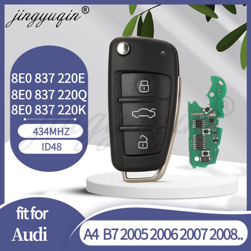 8E0 837 220E /8E0 837 220Q / 8E0 837 220K 433Mhz Id48 Chip Flip Car Remote Key For Audi A4 B7 2005 2006 2007 2008 Hu66 6935161680829