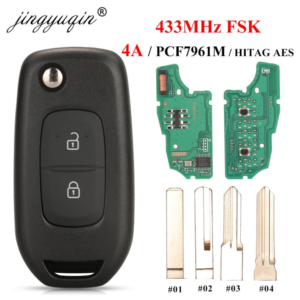 2Button 433Mhz Pcf7961m 4A Chip Flip Remote Key For Renault Dacia Logan 2 Ii 2018 2019 2020 Fsk Car Key Fob Control 6935161677423