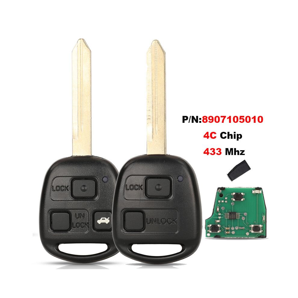 89071-05010, 8907105010 2/3 Buttons 433.92Mhz 4C Chip Remote Car Key Fob For Toyota Avensis 2003-2008 Yaris 2010 2011 6935161680799