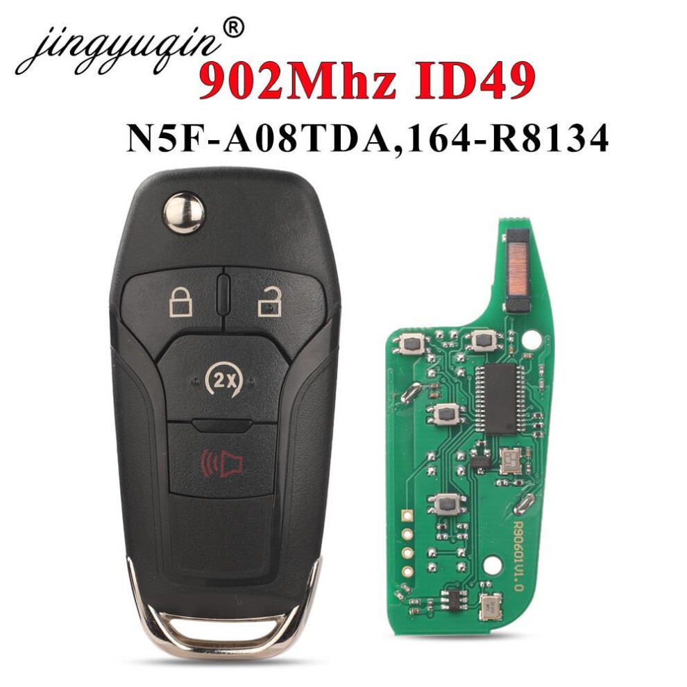 4 Button Flip Remote Car Key Fob 902Mhz Id49 Chip For Ford F150 F250 F350 F450 F550 Ranger Raptor 2015-2020 N5f-A08tda 6935161679489