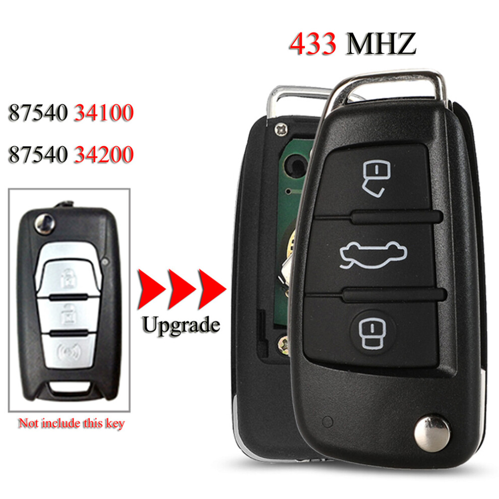 87540-34100/87540-34200 Remote Smart Car Key For Ssangyong Korando Actyon C200 3Buttons 433Mhz 34100 34200 6935161680751