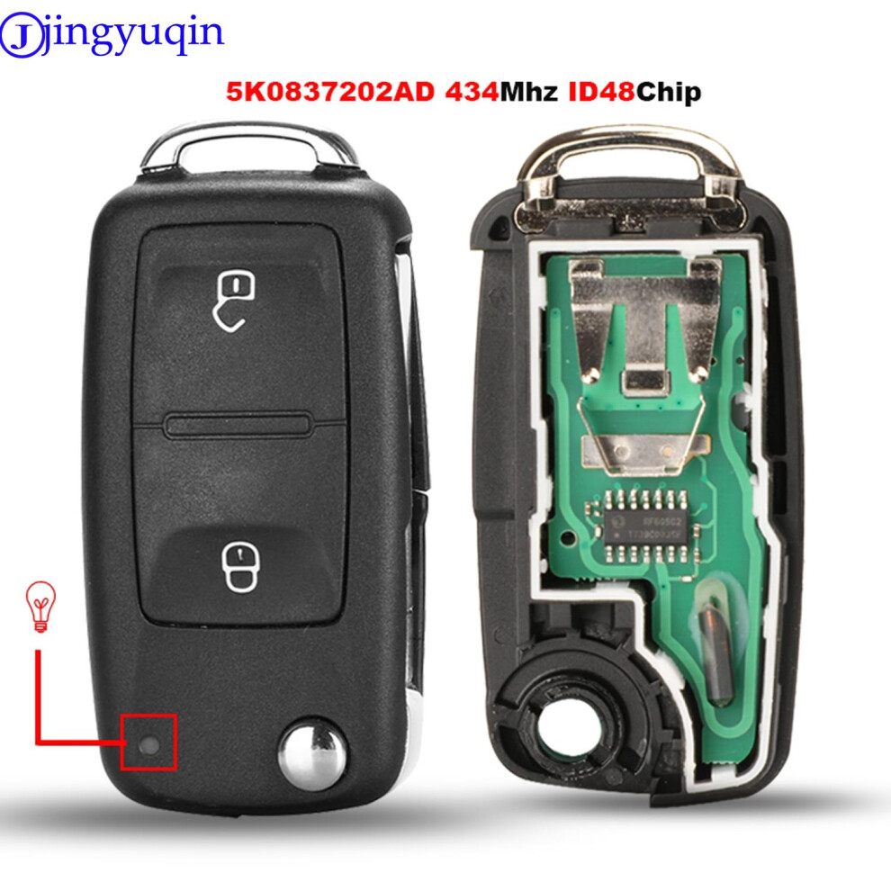 2B Remote Car Key 434Mhz Id48 Chip For Vw Volkswagen Golf Passat Tiguan Polo Jetta Beetle 5K0 837 202Ad 5K0837202ad 6935161677348