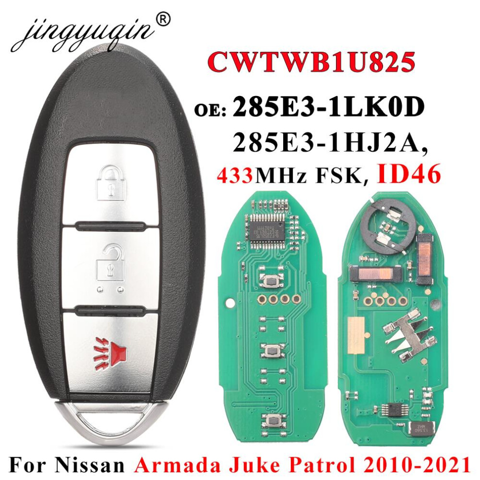 Cwtwb1u825 /Cwtwb1u773 For Nissan Armada Juke Patrol 2010-2021 Cube 433Mhz Remote Smart Key Fob 3Btn Id46 285E3-1Lk0d 6935161681796