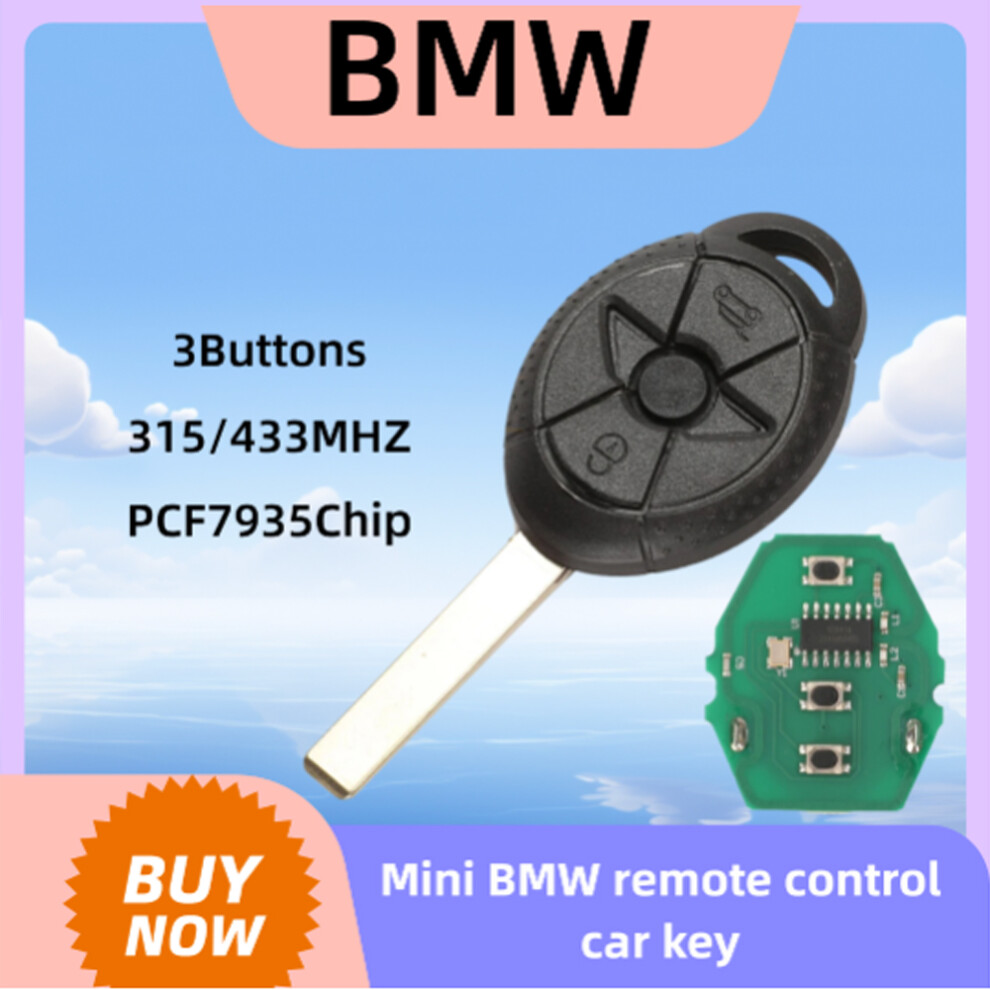 3 Buttons Ews Smart Remote Car Key Fob 315Mhz/433Mhz Id44 Chip For Bmw Mini Cooper S R50 R53 2007 6935161677942