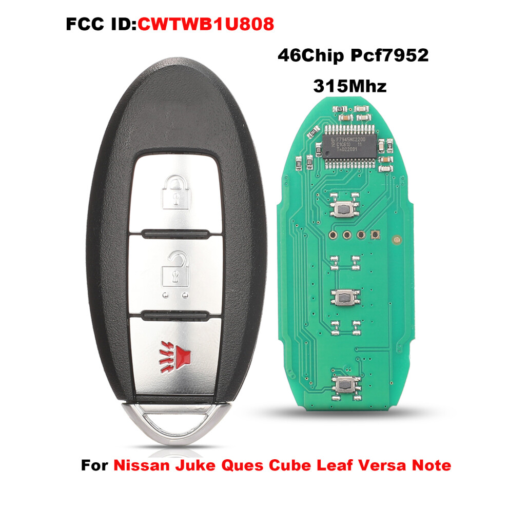 Cwtwb1u808 Remote Car Key Shell For Nissan Juke Ques Cube Leaf Versa Note Pcf7952 Chip 315Mhz Smart Key 6935161681758